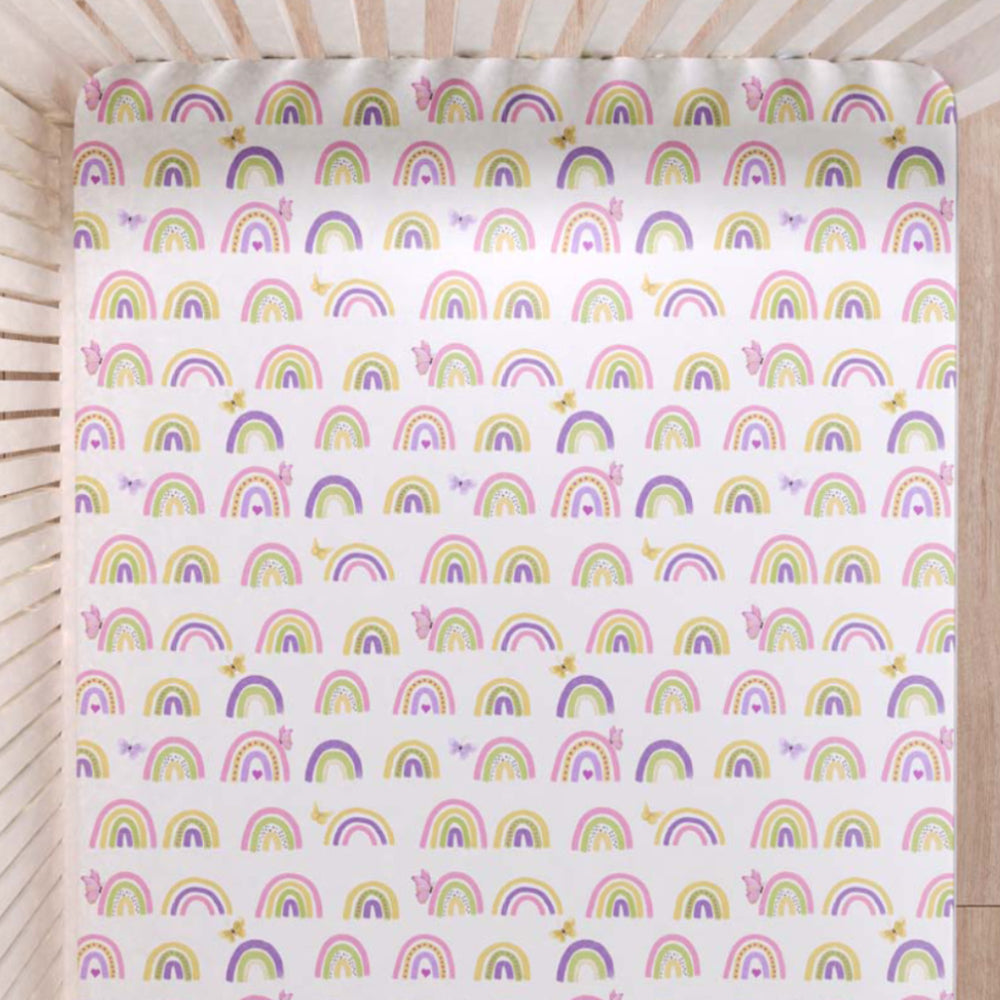 Organic Cot Bedsheet - Rainbow Dreams