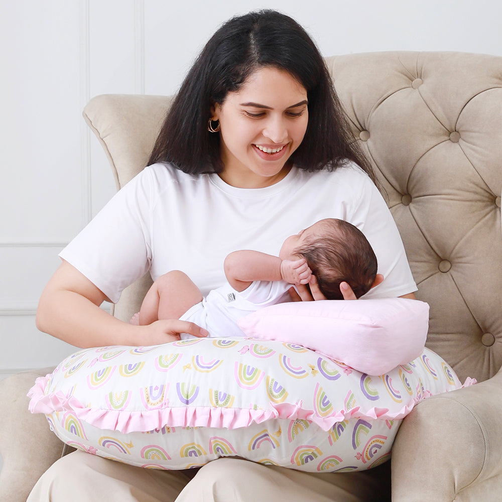 Organic Feeding Pillow + Support Pillow - Rainbow Dreams