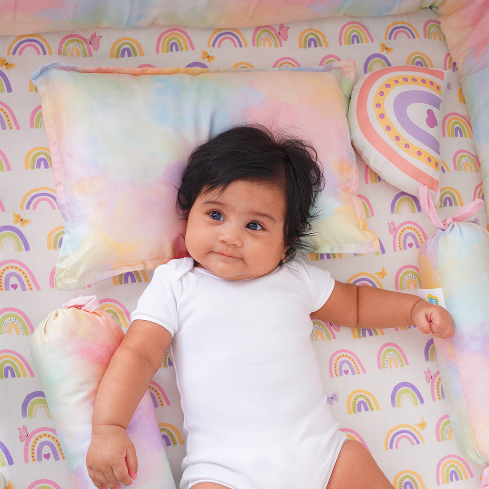 Organic Cot Bedsheet - Rainbow Dreams