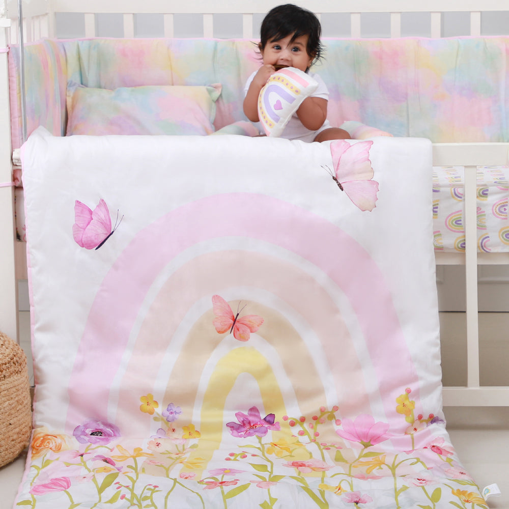 Organic Cot Half Bumper - Rainbow Dreams