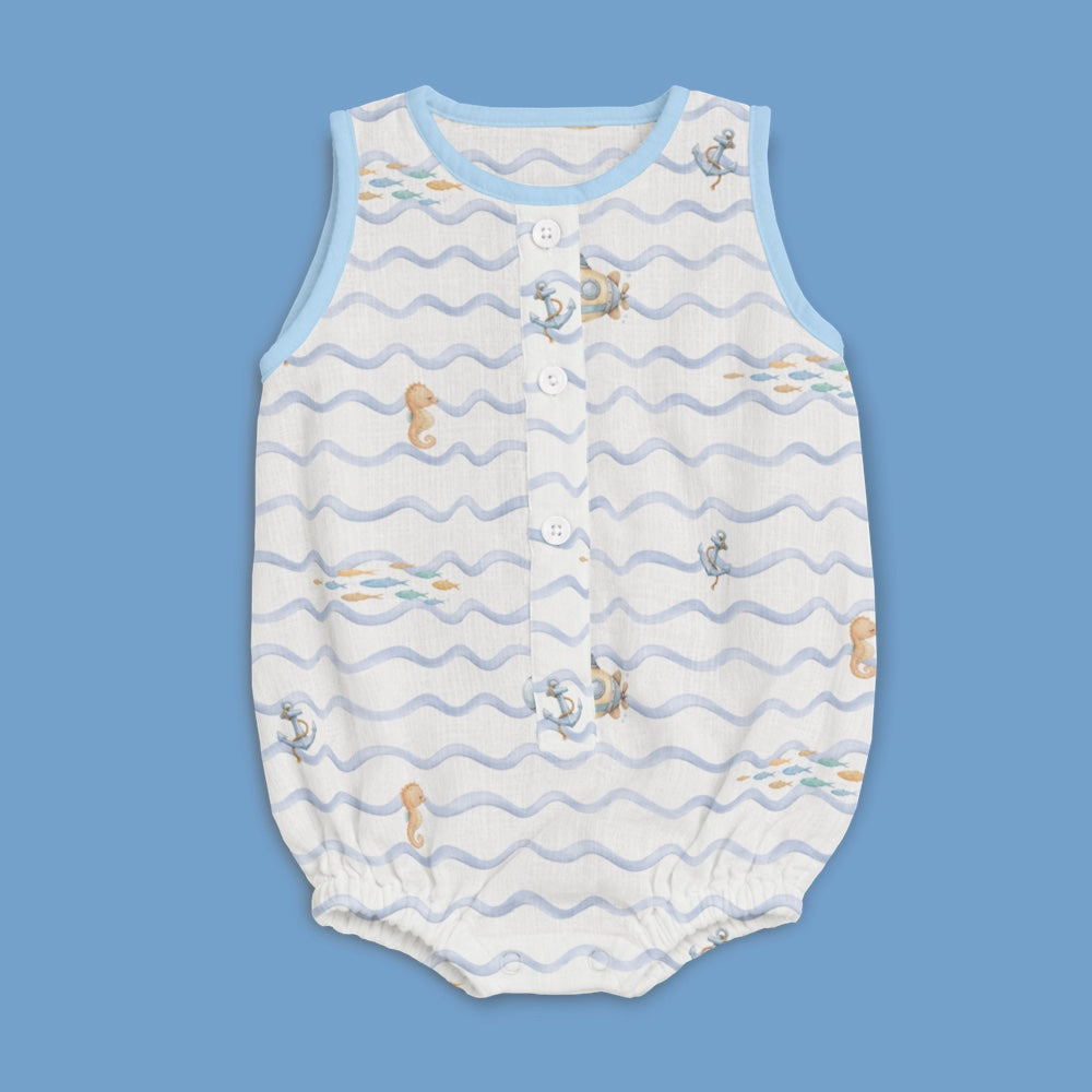 Bamboo Muslin Romper - Submarine