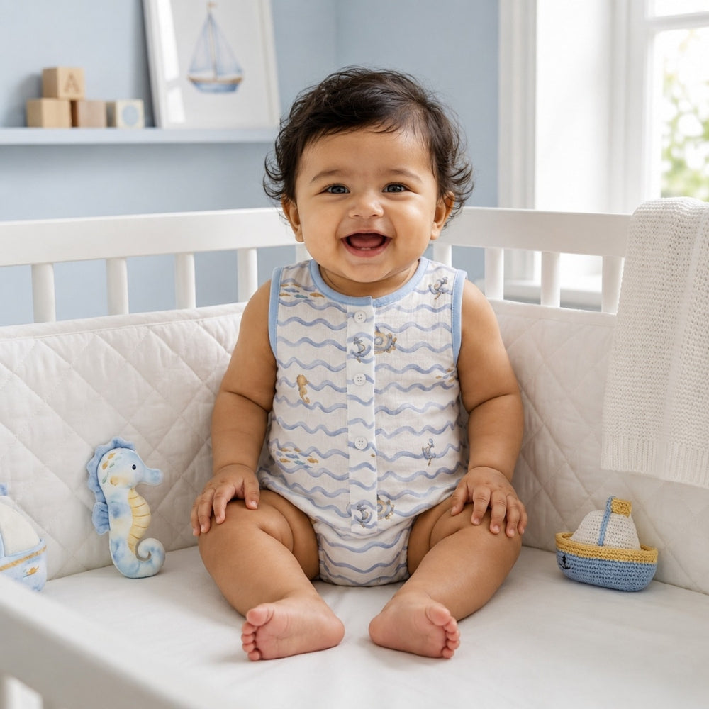 Bamboo Muslin Romper - Submarine