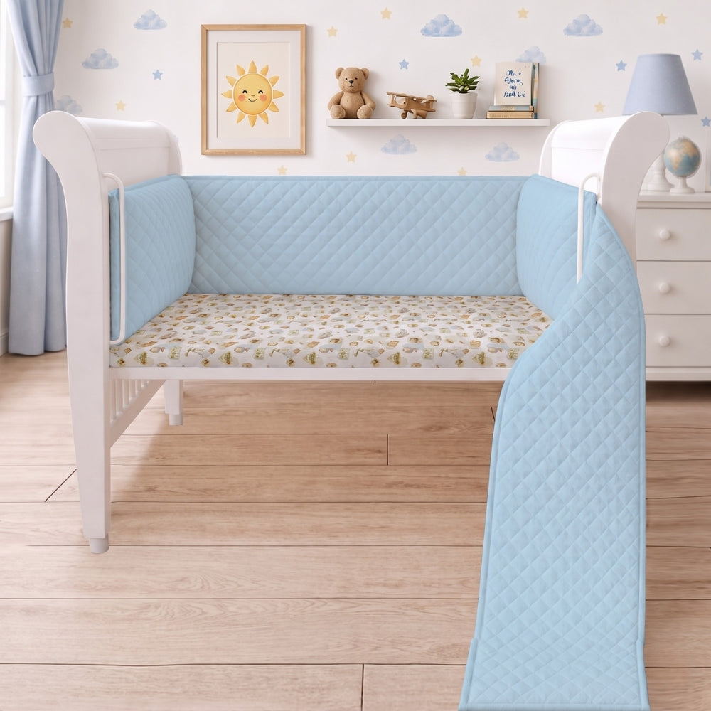 Organic Full Cot Bumper - Blue