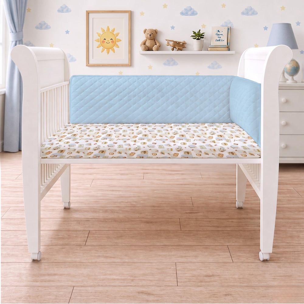 Organic Half Cot Bumper - Blue
