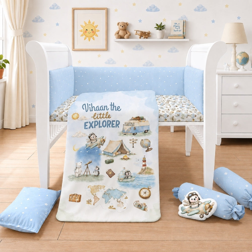 7 Pc Organic Cot Bedding Set - Globetrotter