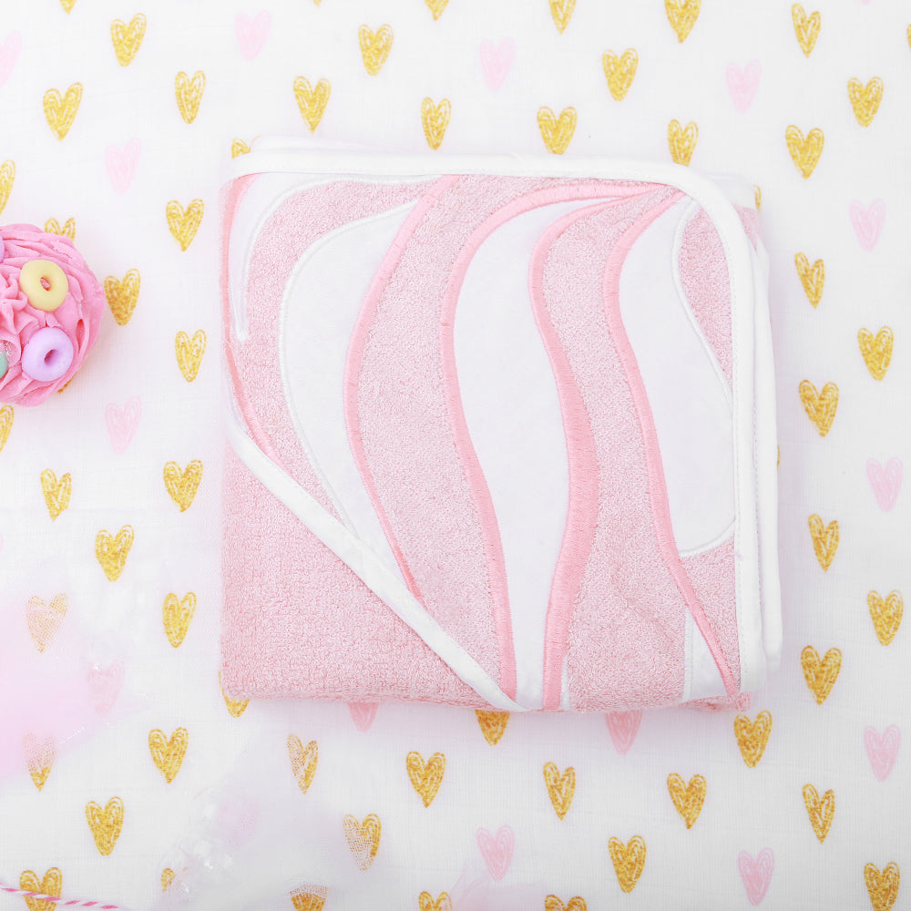 Baby Bamboo Cotton Hooded Towel - Strawberry Swirl