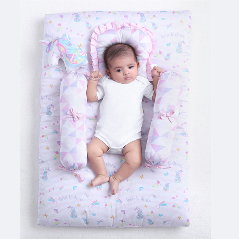 5 Piece Organic New Born Bed Set - Unicorn