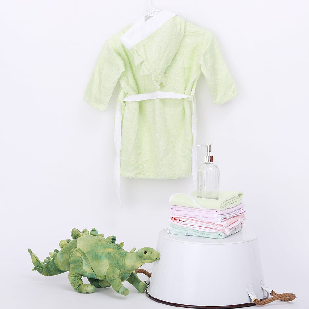 Bamboo Cotton Hooded Bathrobe - Dino